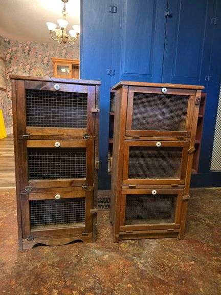 Pair of wire front cabinets image