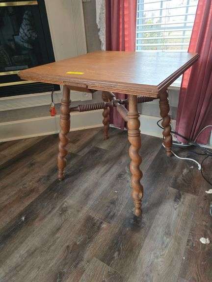 Oak barley twist lamp table image