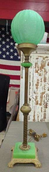Green Glass Globe Table Lamp image