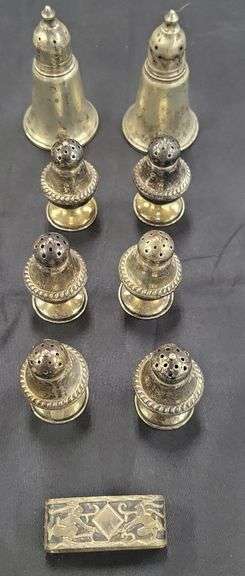 8 sterling shakers, 1 napkin ring image