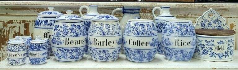 German Blue and White Porcelain Kitchenware Collection image