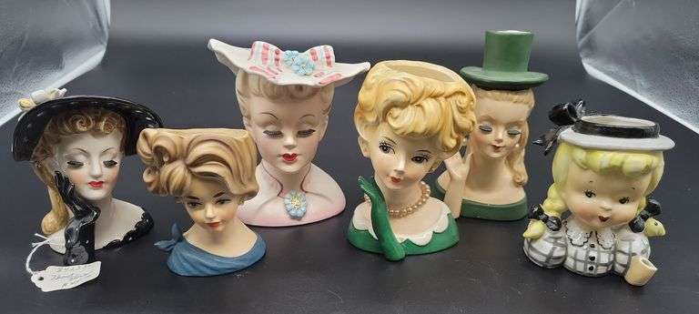 6 Lady Head Vases image
