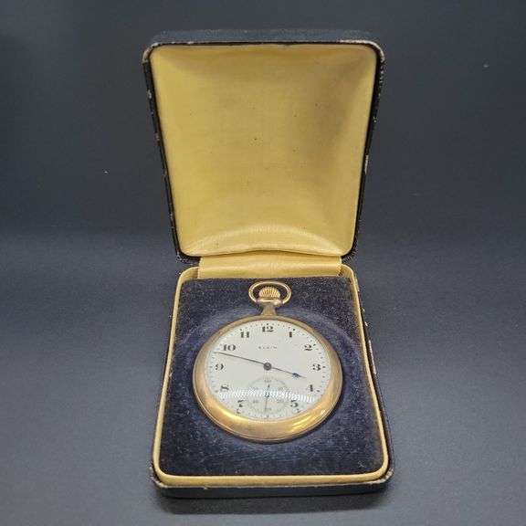 Elgin 15 j 20 year case open face pocket watch runs image
