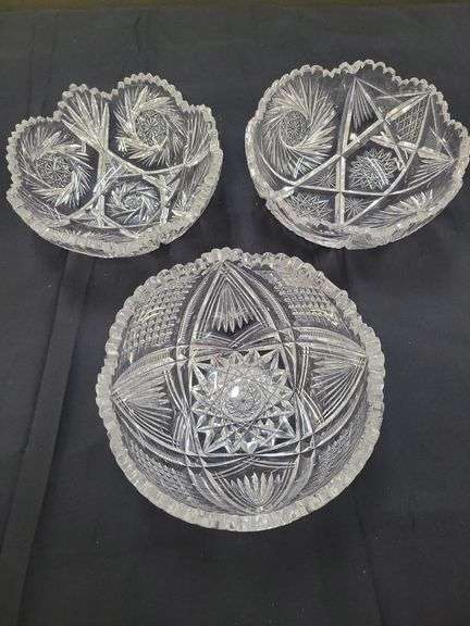 3 cut glass bowls image