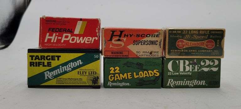 6x Mixed lot of 22 LR Rounds in 50 rds. cardboard boxes(See photos) image