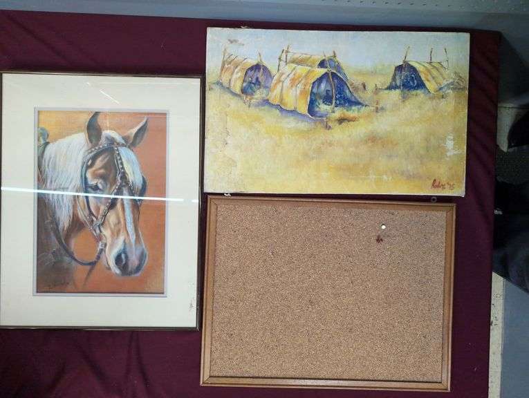Framed Horse Portrait Painting, Signed Winchel image