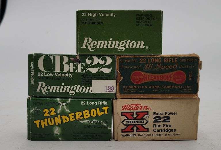 5x Mixed lot of 22 LR Rounds in 50 rds. cardboard boxes(See photos) image