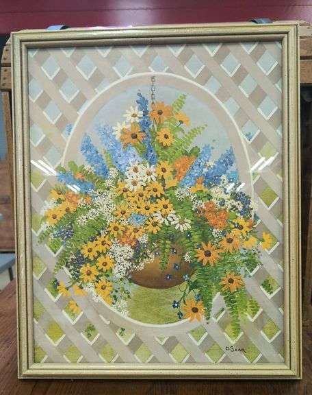 Framed Floral Print Signed D. Saar image