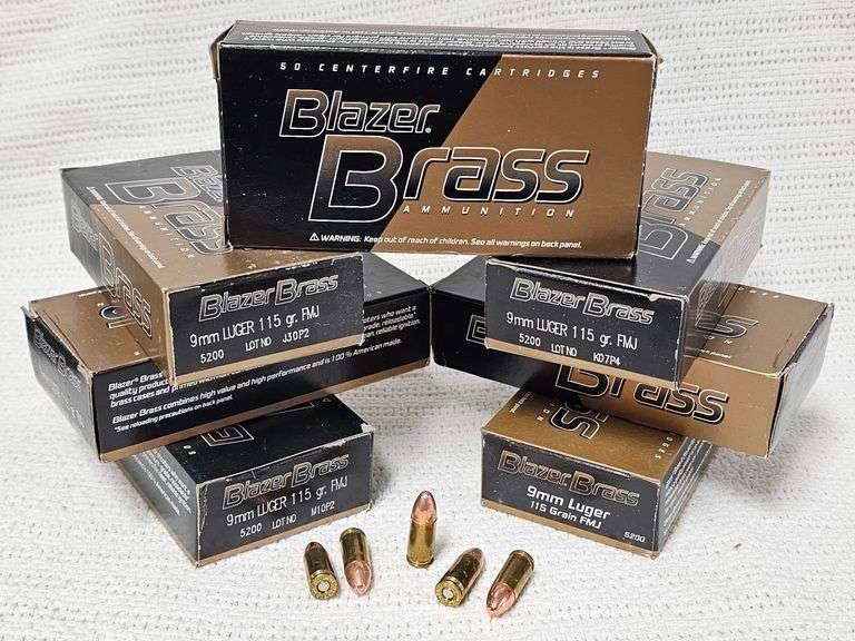 Blazer Brass 9mm Luger 115 Gr. FMJ, 50 Round Box(7x Boxes) image