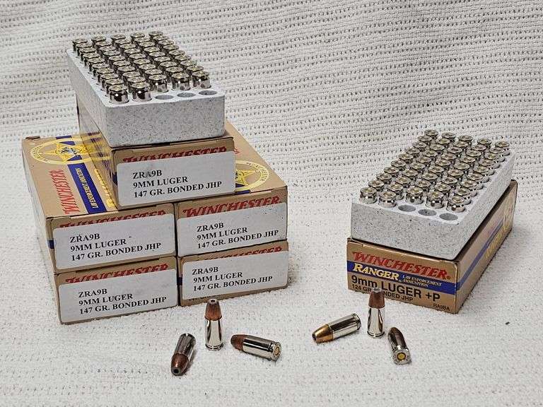 Winchester Ranger Bonded LE 9mm Luger 147 Gr. Bonded JHP, 50 Rounds(5x Boxes), 9mm Luger+P 124 GR. Bonded JHP 50 Round Box image