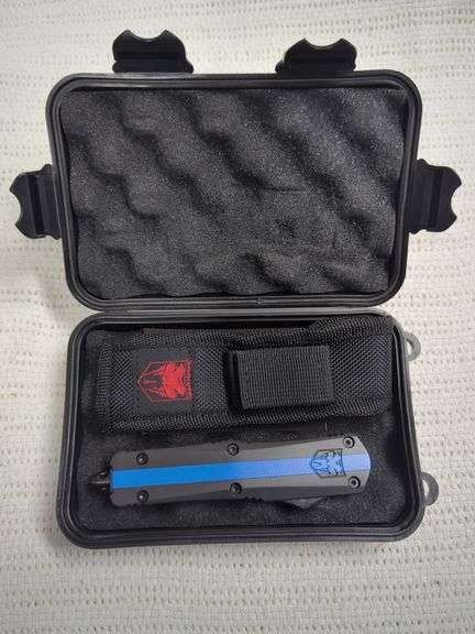 CobraTec OTF Knife: Medium FS-3 Blue Line Punisher (Cerakote) image