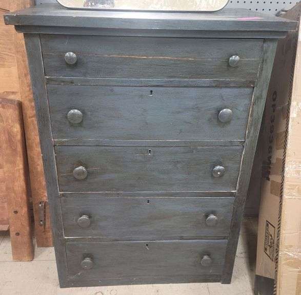 Painted Wooden Chest of Drawers - 5 Drawer Dresser image