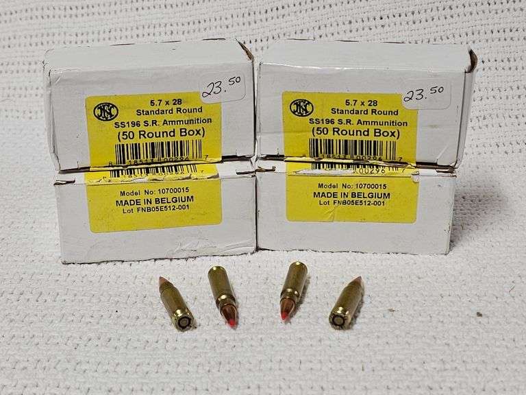 Hornady V-Max,FN 5.7x28 SS196SR Cartridges 40 gr. Ammunition(50 Cartridges each, 4 boxes) image