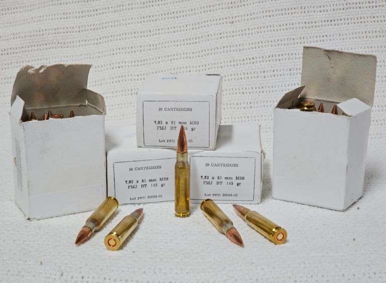 7.62 x 51mm M80 FMJ BT 145 Gr., 20 Cartridges(5 Boxes) image