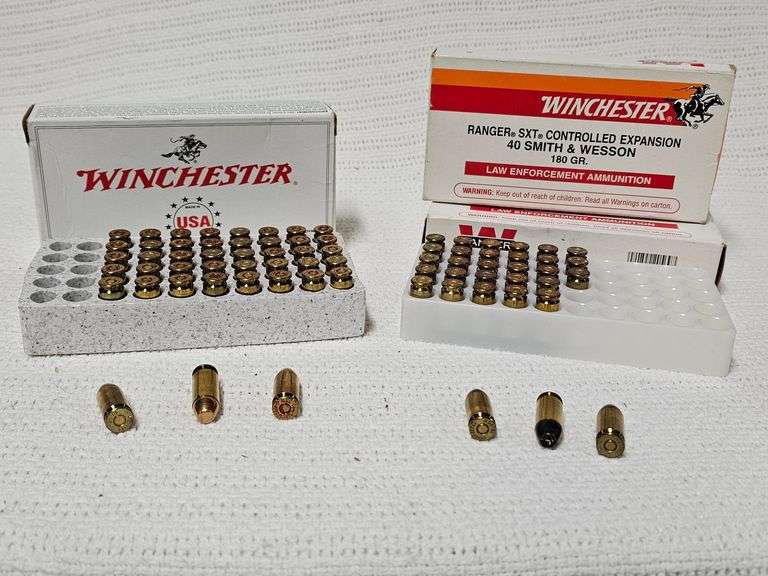 Winchester40 S&W Ammo, 180 Gr. FMJ(~40 rounds), RANGER SXT Controlled Expansion 180 Gr. LE(~80 rounds) image