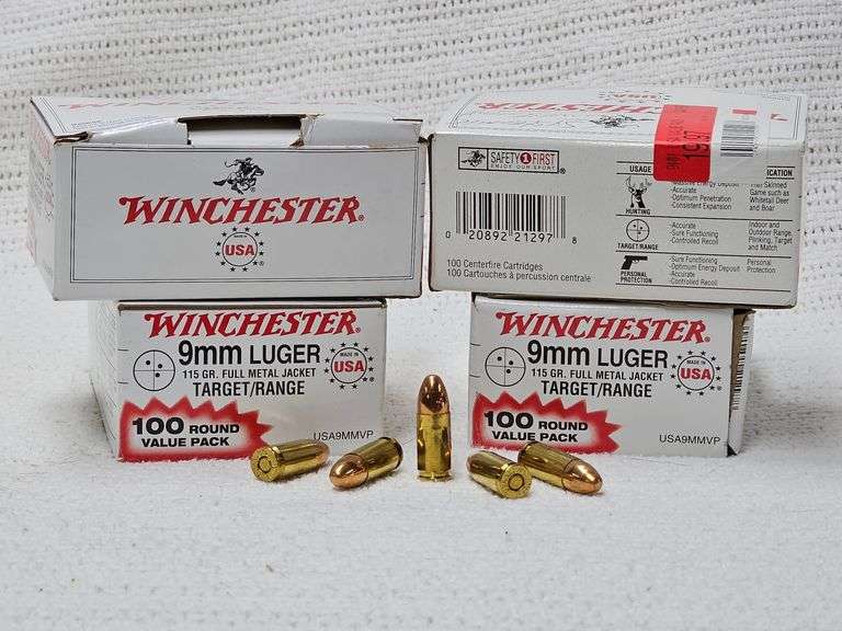 Winchester 9mm Luger 115 Gr. FMJ Targe/Range 100 Round Value Packs(x4) image