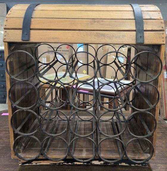 Wooden Wine Rack with Metal Holders - Holds 24 Bottles image