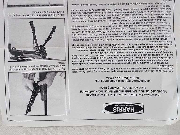 HARRIS ENGINEERINIG, INC. ULTRALIGHT BIPOD SERIES S, MODEL BR image