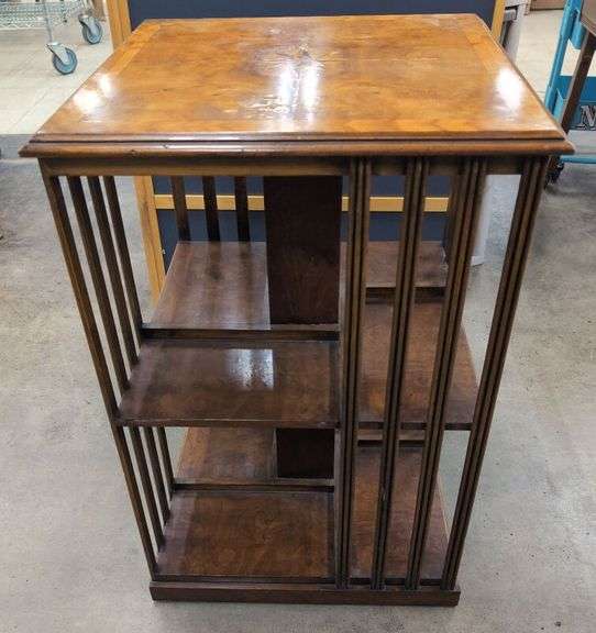 Unique Wooden Shelving Unit with Decorative Top image