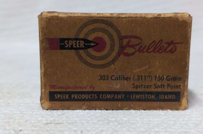 Vintage Speer Bullets .303 Caliber Box, with assorted loose ammo image