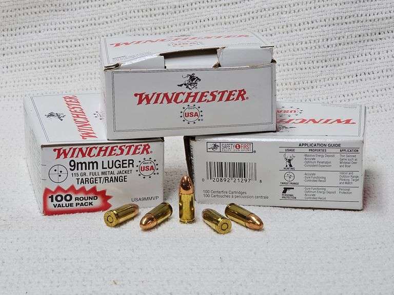Winchester 9mm Luger 115 Gr. FMJ Targe/Range 100 Round Value Packs(x3) image