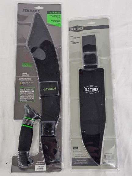 2X KNIFE LOT(NIB, SCHRADE SCHMACH1 MACHETE, OLD TIMER BOWIE & FOLDER COMBO) image