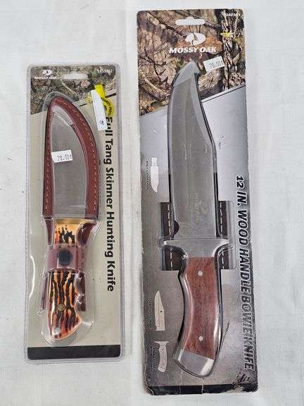 2x MOSSY OAK KNIVES(NIB, FULL TANG SKINNER HUNTING KNIFE/ 12 INCH WOOD HANDLE BOWIE KNIFE) image