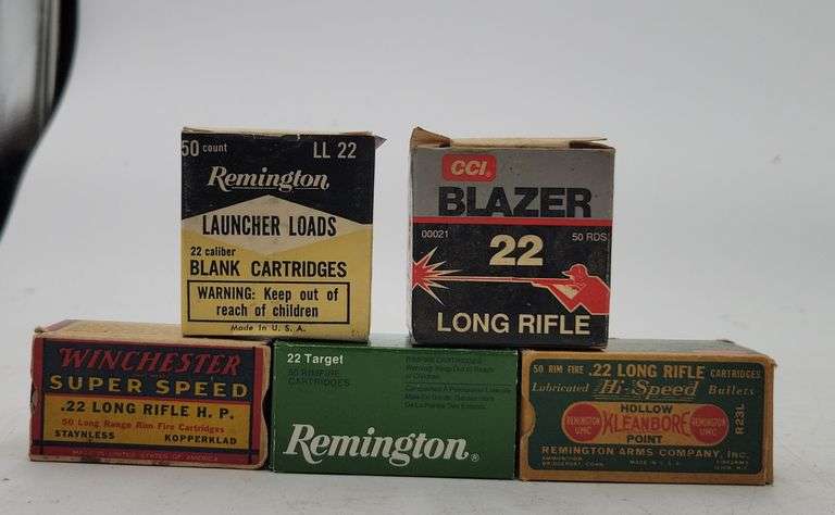 5x Mixed lot of 22 LR Rounds in 50 rds. cardboard boxes(See photos) image
