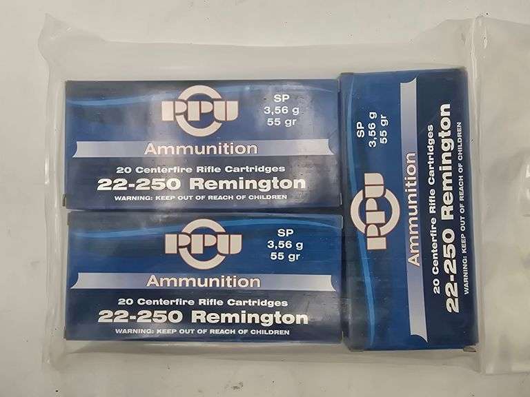 Prvi PPU 22-250 Remington Ammunition(3 boxes, 20 rounds each) image