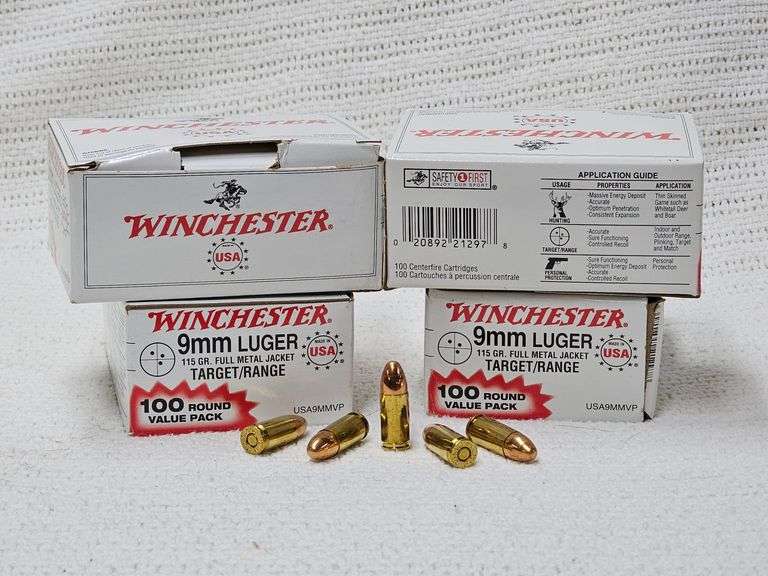 Winchester 9mm Luger 115 Gr. FMJ Targe/Range 100 Round Value Packs(x4) image