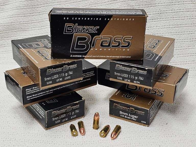 Blazer Brass 9mm Luger 115 Gr. FMJ, 50 Round Box(7x Boxes) image