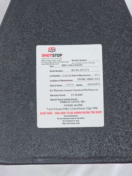 FULL SET OF SHOT STOP BODY ARMOUR PLATES image