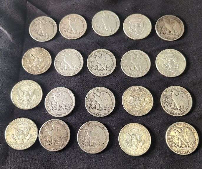 20 mixed silver half dollars