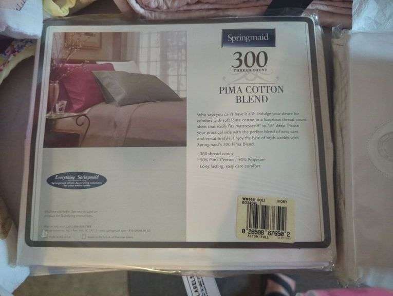 Springmaid 300 Thread Count Pima Cotton Blend Sheet Set and Waterproof Bed Pads