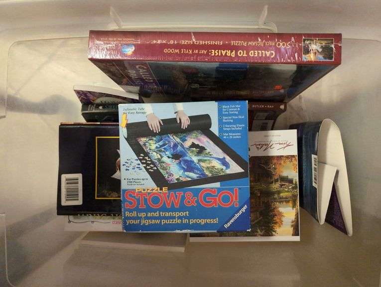 Mixed Household Lot: Table, Storage Bins, Puzzles, and More!