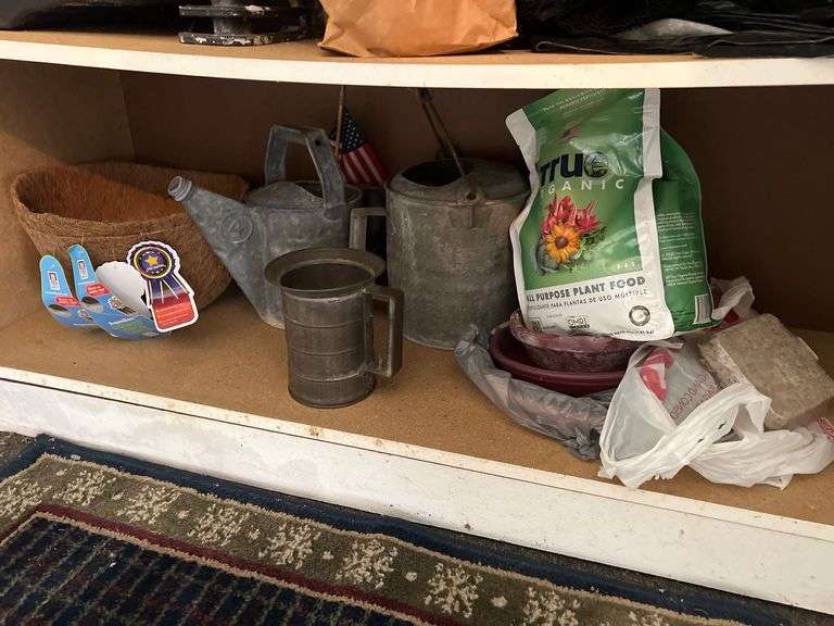 Cabinet and contents, gift bags, ribbons craft supplies, household supplies, Brincolines, painters, trays, and more
