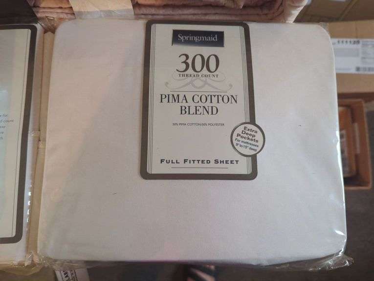 Springmaid 300 Thread Count Pima Cotton Blend Sheet Set and Waterproof Bed Pads