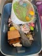 20 totes of Christmas cards, ribbon, collectibles dishes, baskets, sewing, 20 totes in total