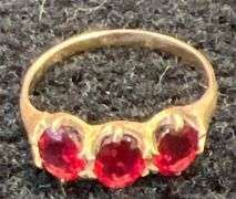 14k yellow gold with 3 red sets size 10.5