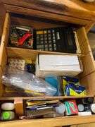 Office contents: miscellaneous tools office supplies desk chair tv craft supplies printers and more