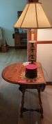 Drop Leaf Table with Lamp and Decorative Candle