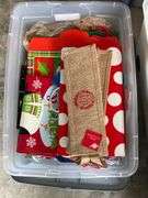 20 totes of Christmas cards, ribbon, collectibles dishes, baskets, sewing, 20 totes in total