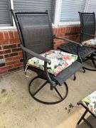 Outdoor lounge chair, two swivel rockers side table