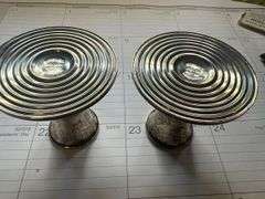 Pair of Weighted Silver Candlestick Holders and Souvenir Spoons