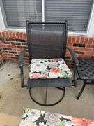 Outdoor lounge chair, two swivel rockers side table