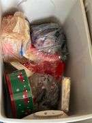 20 totes of Christmas cards, ribbon, collectibles dishes, baskets, sewing, 20 totes in total