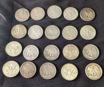 20 mixed silver half dollars