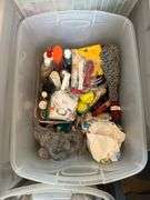 20 totes of Christmas cards, ribbon, collectibles dishes, baskets, sewing, 20 totes in total
