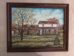 Group of Four Framed Barn and Mill Scene Paintings