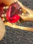 14k yellow gold with 3 red sets size 10.5